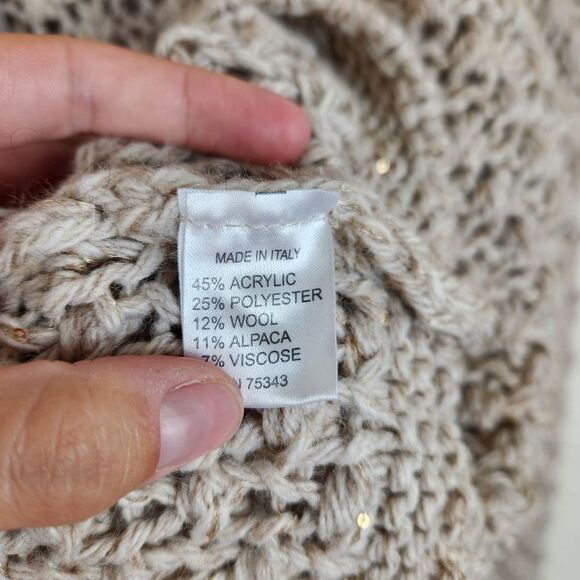 NWT Elsamanda Chunky Knit Alpaca Wool Sweater Boho Semi See Through Tan M - Picture 9 of 9